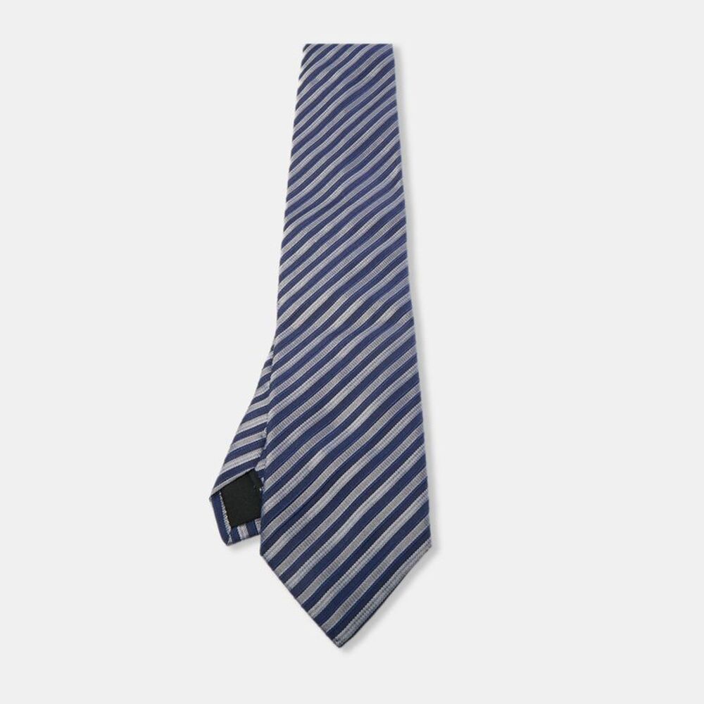 S.t. Dupont Blue Diagonal Striped Silk Tie